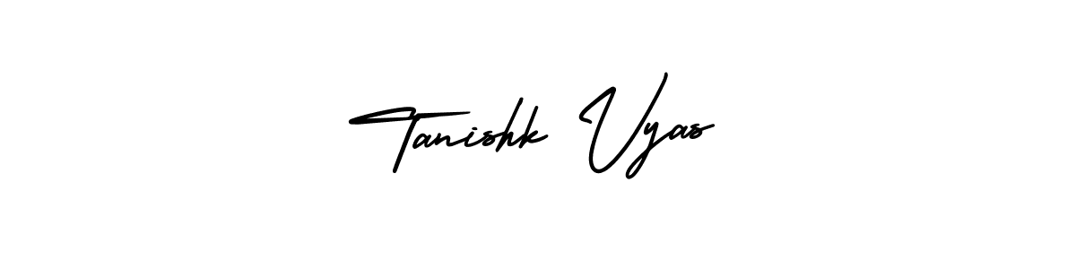 The best way (AmerikaSignatureDemo-Regular) to make a short signature is to pick only two or three words in your name. The name Tanishk Vyas include a total of six letters. For converting this name. Tanishk Vyas signature style 3 images and pictures png
