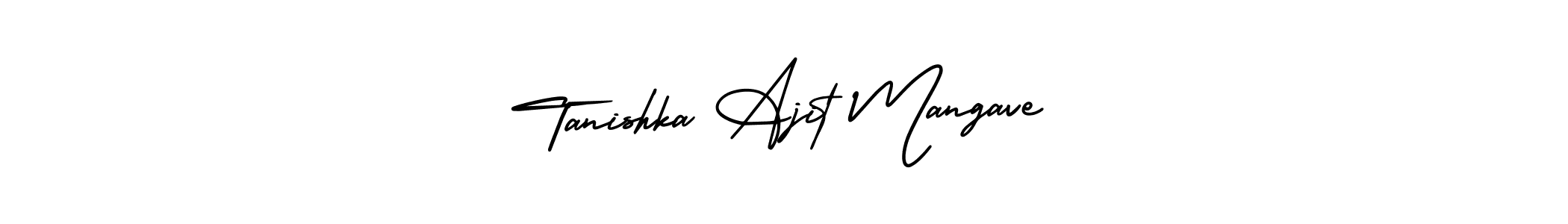 How to make Tanishka Ajit Mangave name signature. Use AmerikaSignatureDemo-Regular style for creating short signs online. This is the latest handwritten sign. Tanishka Ajit Mangave signature style 3 images and pictures png