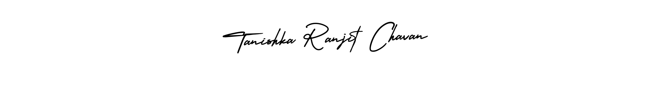 You should practise on your own different ways (AmerikaSignatureDemo-Regular) to write your name (Tanishka Ranjit Chavan) in signature. don't let someone else do it for you. Tanishka Ranjit Chavan signature style 3 images and pictures png