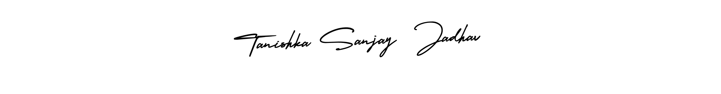 AmerikaSignatureDemo-Regular is a professional signature style that is perfect for those who want to add a touch of class to their signature. It is also a great choice for those who want to make their signature more unique. Get Tanishka Sanjay  Jadhav name to fancy signature for free. Tanishka Sanjay  Jadhav signature style 3 images and pictures png