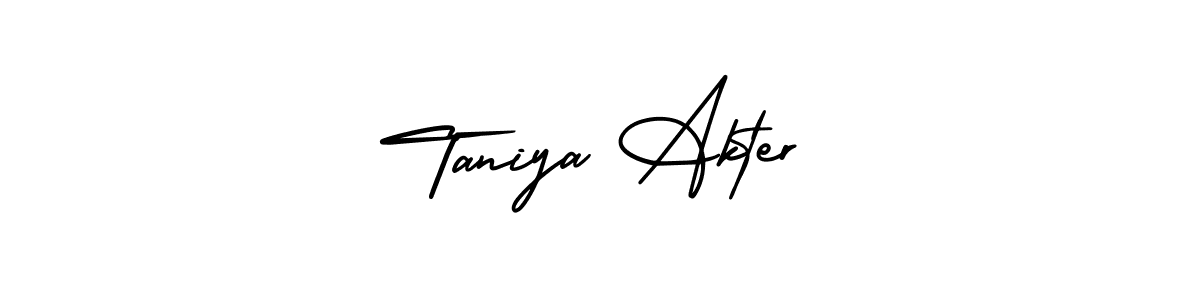 Make a short Taniya Akter signature style. Manage your documents anywhere anytime using AmerikaSignatureDemo-Regular. Create and add eSignatures, submit forms, share and send files easily. Taniya Akter signature style 3 images and pictures png