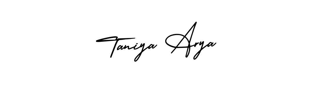 This is the best signature style for the Taniya Arya name. Also you like these signature font (AmerikaSignatureDemo-Regular). Mix name signature. Taniya Arya signature style 3 images and pictures png