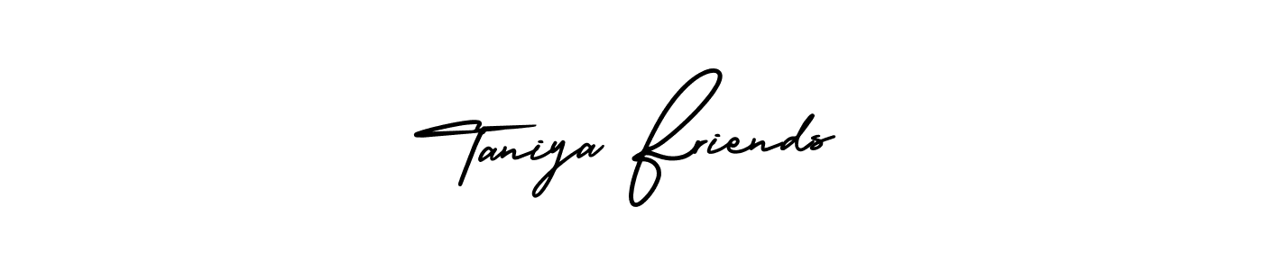 This is the best signature style for the Taniya Friends name. Also you like these signature font (AmerikaSignatureDemo-Regular). Mix name signature. Taniya Friends signature style 3 images and pictures png