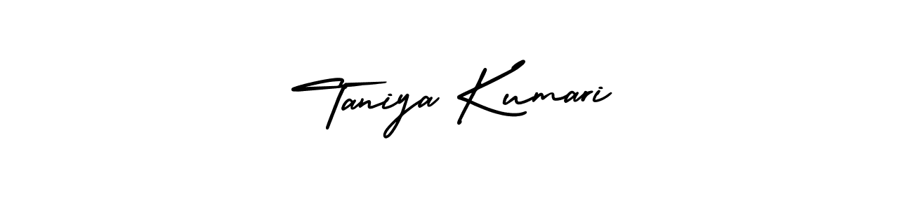 You should practise on your own different ways (AmerikaSignatureDemo-Regular) to write your name (Taniya Kumari) in signature. don't let someone else do it for you. Taniya Kumari signature style 3 images and pictures png
