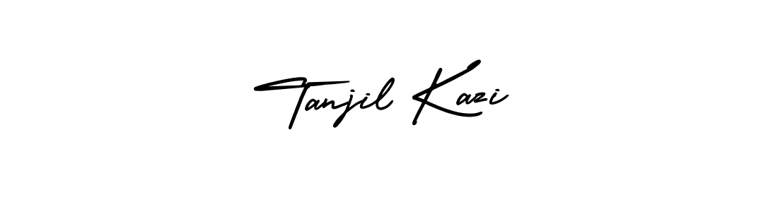 You should practise on your own different ways (AmerikaSignatureDemo-Regular) to write your name (Tanjil Kazi) in signature. don't let someone else do it for you. Tanjil Kazi signature style 3 images and pictures png