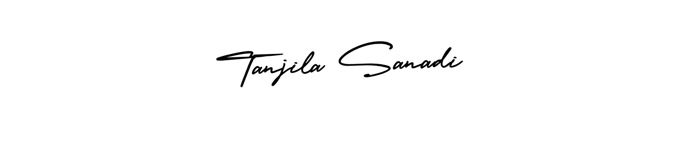 if you are searching for the best signature style for your name Tanjila Sanadi. so please give up your signature search. here we have designed multiple signature styles  using AmerikaSignatureDemo-Regular. Tanjila Sanadi signature style 3 images and pictures png