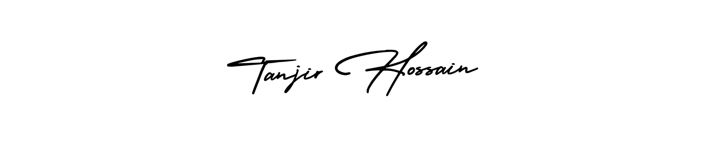 The best way (AmerikaSignatureDemo-Regular) to make a short signature is to pick only two or three words in your name. The name Tanjir Hossain include a total of six letters. For converting this name. Tanjir Hossain signature style 3 images and pictures png