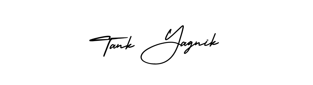 The best way (AmerikaSignatureDemo-Regular) to make a short signature is to pick only two or three words in your name. The name Tank Yagnik include a total of six letters. For converting this name. Tank Yagnik signature style 3 images and pictures png