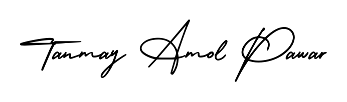 The AmerikaSignatureDemo-Regular handwriting style adds charm and authenticity to name Tanmay Amol Pawar. A wonderful choice for personal thank-you notes. Tanmay Amol Pawar signature style 3 images and pictures png