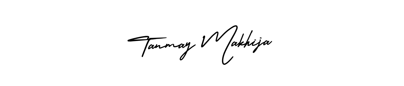 You should practise on your own different ways (AmerikaSignatureDemo-Regular) to write your name (Tanmay Makhija) in signature. don't let someone else do it for you. Tanmay Makhija signature style 3 images and pictures png