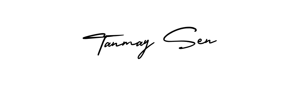 The best way (AmerikaSignatureDemo-Regular) to make a short signature is to pick only two or three words in your name. The name Tanmay Sen include a total of six letters. For converting this name. Tanmay Sen signature style 3 images and pictures png