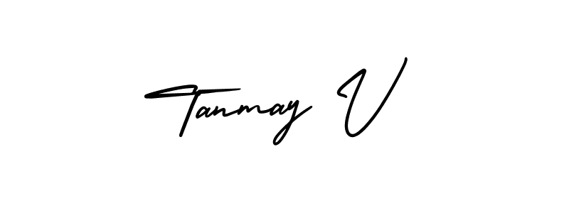 How to make Tanmay V name signature. Use AmerikaSignatureDemo-Regular style for creating short signs online. This is the latest handwritten sign. Tanmay V signature style 3 images and pictures png