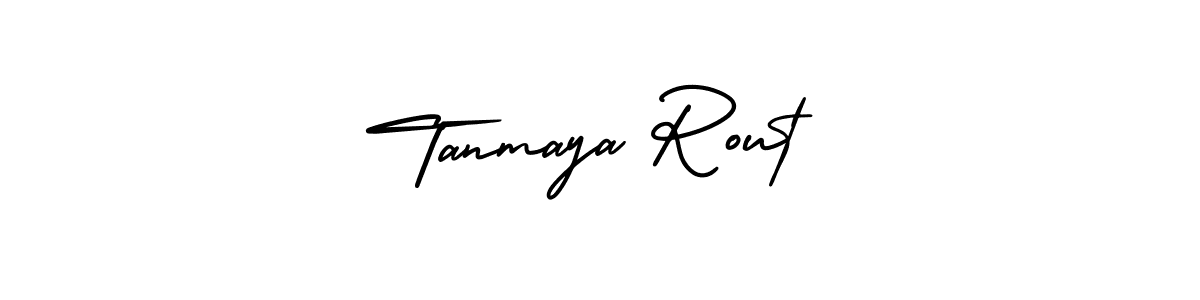 You should practise on your own different ways (AmerikaSignatureDemo-Regular) to write your name (Tanmaya Rout) in signature. don't let someone else do it for you. Tanmaya Rout signature style 3 images and pictures png