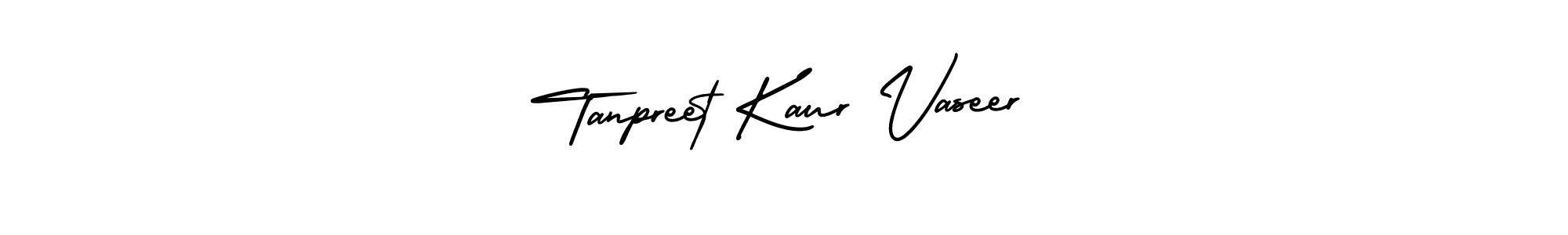 You should practise on your own different ways (AmerikaSignatureDemo-Regular) to write your name (Tanpreet Kaur Vaseer) in signature. don't let someone else do it for you. Tanpreet Kaur Vaseer signature style 3 images and pictures png