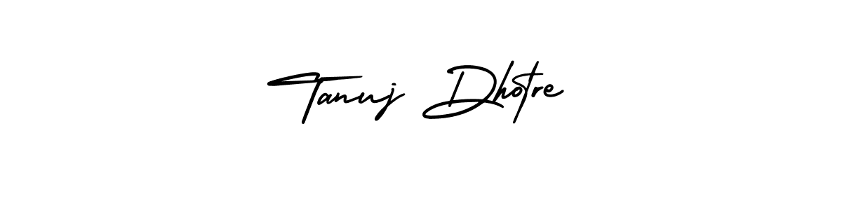 You should practise on your own different ways (AmerikaSignatureDemo-Regular) to write your name (Tanuj Dhotre) in signature. don't let someone else do it for you. Tanuj Dhotre signature style 3 images and pictures png
