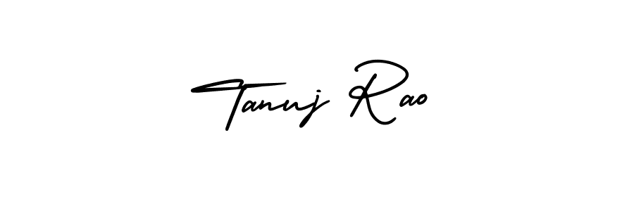 You should practise on your own different ways (AmerikaSignatureDemo-Regular) to write your name (Tanuj Rao) in signature. don't let someone else do it for you. Tanuj Rao signature style 3 images and pictures png