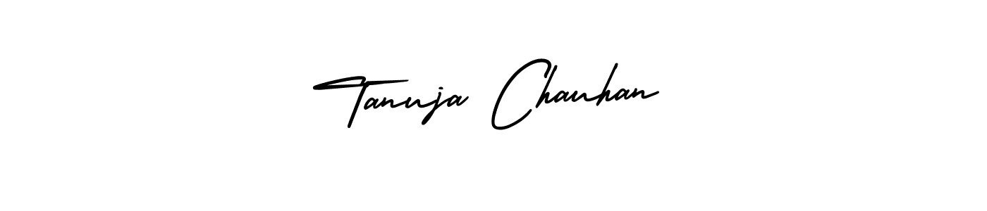 This is the best signature style for the Tanuja Chauhan name. Also you like these signature font (AmerikaSignatureDemo-Regular). Mix name signature. Tanuja Chauhan signature style 3 images and pictures png