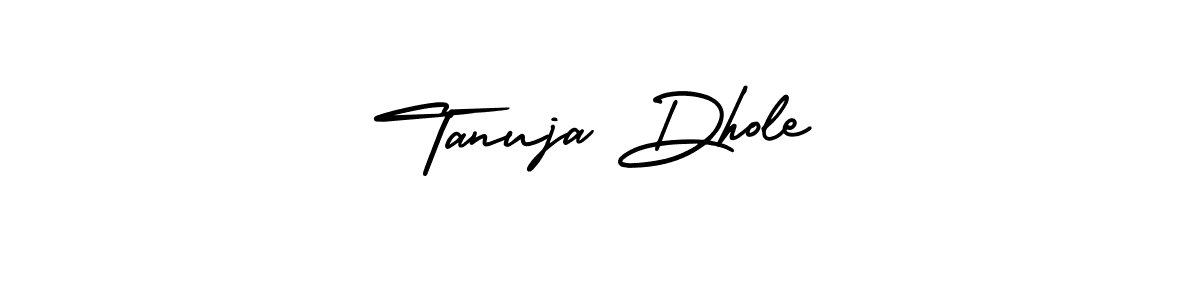 The best way (AmerikaSignatureDemo-Regular) to make a short signature is to pick only two or three words in your name. The name Tanuja Dhole include a total of six letters. For converting this name. Tanuja Dhole signature style 3 images and pictures png