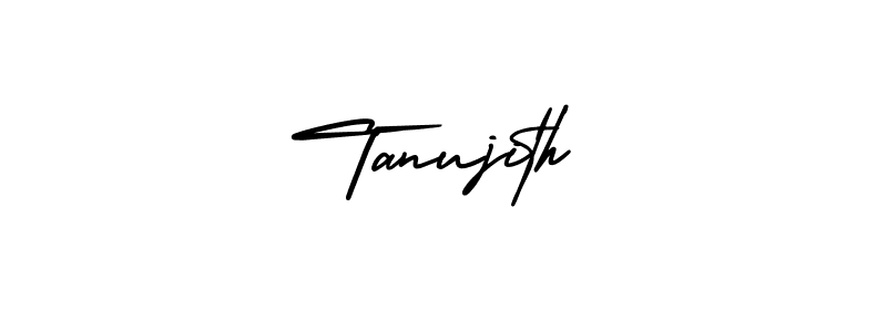 The best way (AmerikaSignatureDemo-Regular) to make a short signature is to pick only two or three words in your name. The name Tanujith include a total of six letters. For converting this name. Tanujith signature style 3 images and pictures png