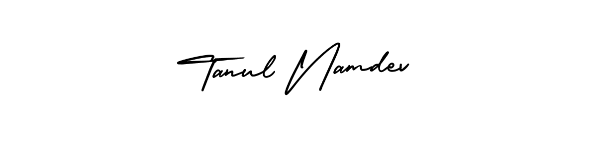 The best way (AmerikaSignatureDemo-Regular) to make a short signature is to pick only two or three words in your name. The name Tanul Namdev include a total of six letters. For converting this name. Tanul Namdev signature style 3 images and pictures png
