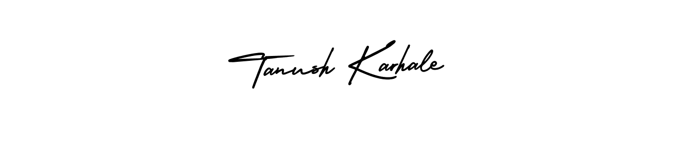 if you are searching for the best signature style for your name Tanush Karhale. so please give up your signature search. here we have designed multiple signature styles  using AmerikaSignatureDemo-Regular. Tanush Karhale signature style 3 images and pictures png