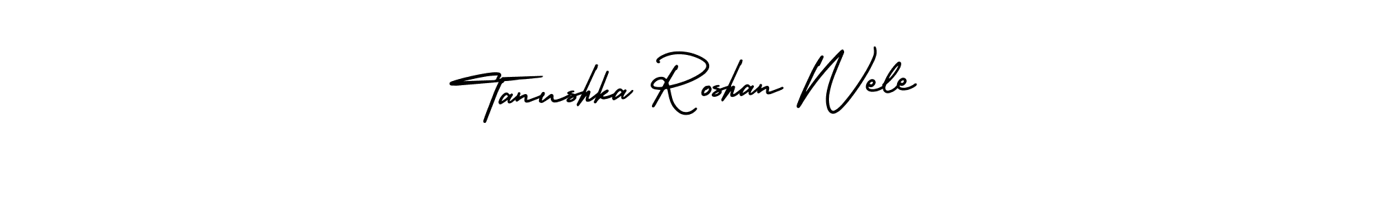 Similarly AmerikaSignatureDemo-Regular is the best handwritten signature design. Signature creator online .You can use it as an online autograph creator for name Tanushka Roshan Wele. Tanushka Roshan Wele signature style 3 images and pictures png
