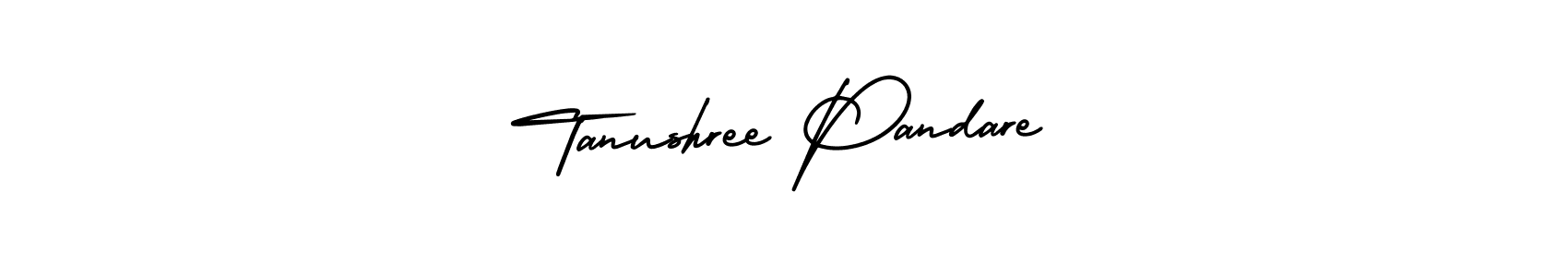 The best way (AmerikaSignatureDemo-Regular) to make a short signature is to pick only two or three words in your name. The name Tanushree Pandare include a total of six letters. For converting this name. Tanushree Pandare signature style 3 images and pictures png
