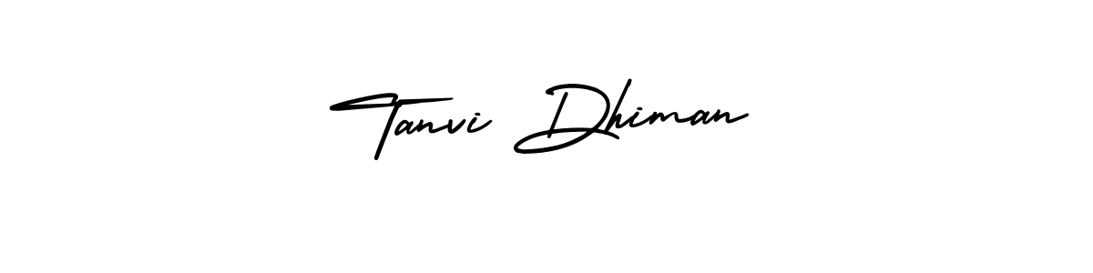 This is the best signature style for the Tanvi Dhiman name. Also you like these signature font (AmerikaSignatureDemo-Regular). Mix name signature. Tanvi Dhiman signature style 3 images and pictures png