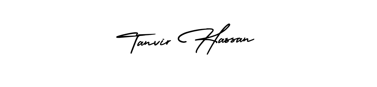 You should practise on your own different ways (AmerikaSignatureDemo-Regular) to write your name (Tanvir Hassan) in signature. don't let someone else do it for you. Tanvir Hassan signature style 3 images and pictures png