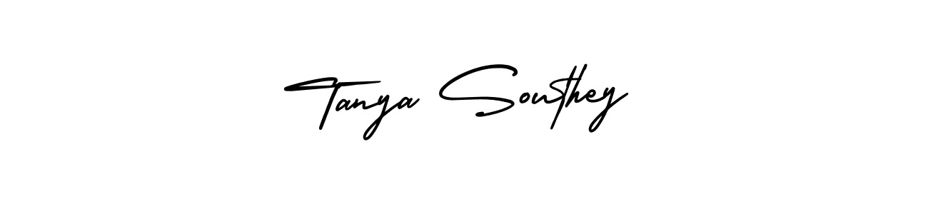 You should practise on your own different ways (AmerikaSignatureDemo-Regular) to write your name (Tanya Southey) in signature. don't let someone else do it for you. Tanya Southey signature style 3 images and pictures png