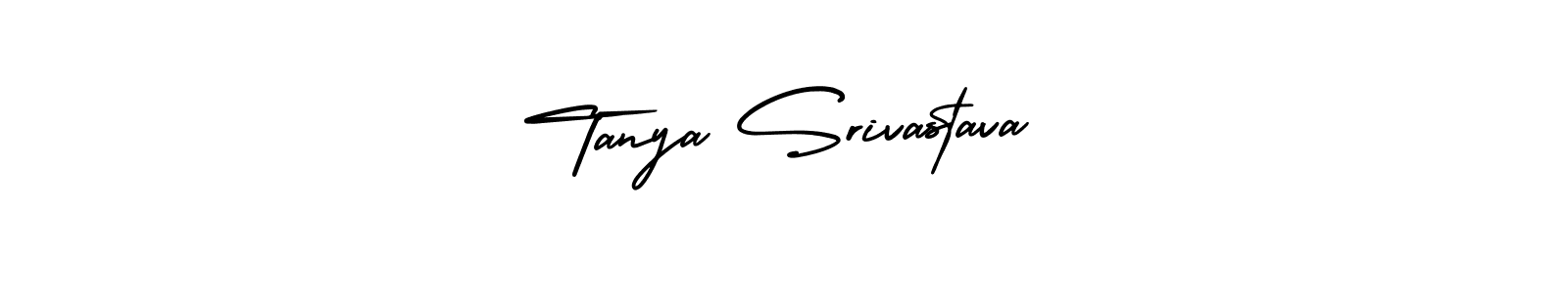 You should practise on your own different ways (AmerikaSignatureDemo-Regular) to write your name (Tanya Srivastava) in signature. don't let someone else do it for you. Tanya Srivastava signature style 3 images and pictures png