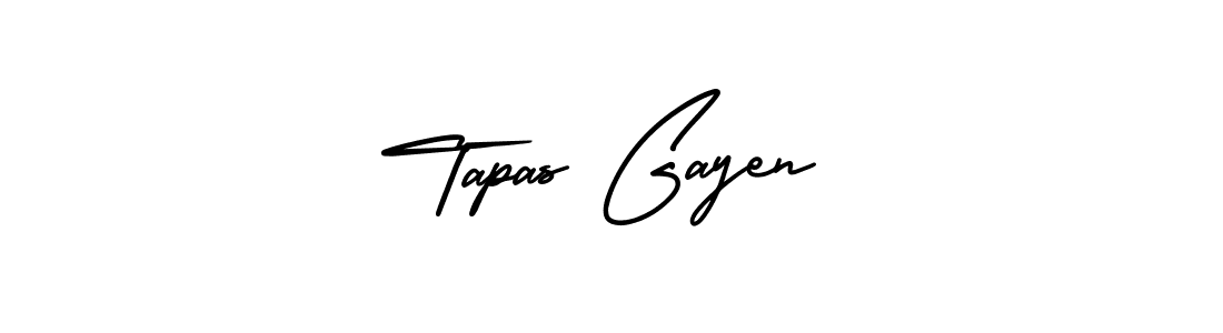 The best way (AmerikaSignatureDemo-Regular) to make a short signature is to pick only two or three words in your name. The name Tapas Gayen include a total of six letters. For converting this name. Tapas Gayen signature style 3 images and pictures png