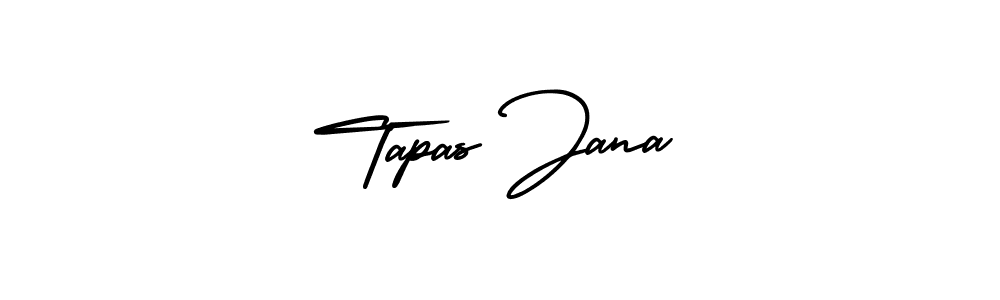 How to make Tapas Jana name signature. Use AmerikaSignatureDemo-Regular style for creating short signs online. This is the latest handwritten sign. Tapas Jana signature style 3 images and pictures png