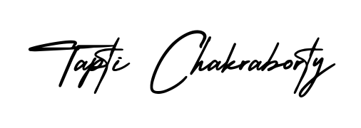A timeless handwritten aesthetic for Tapti Chakraborty. The AmerikaSignatureDemo-Regular font gives your signature a handcrafted feel with natural curves. Tapti Chakraborty signature style 3 images and pictures png