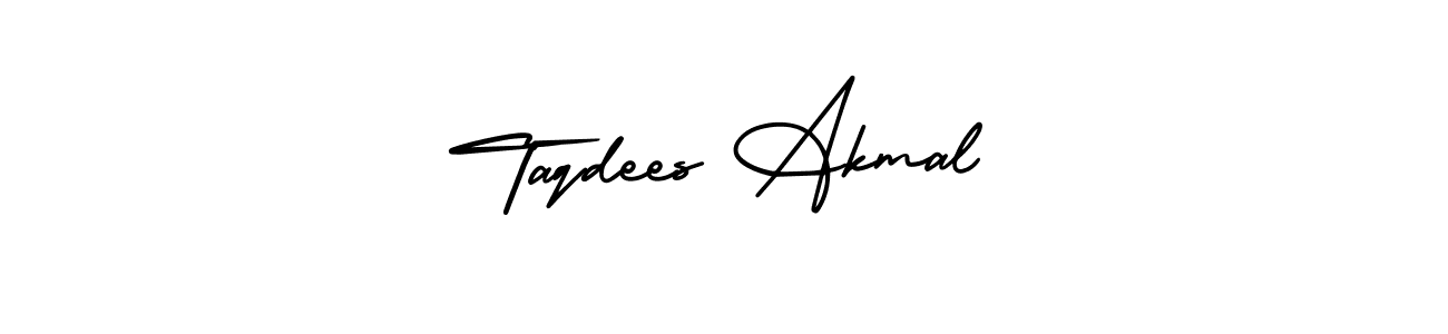 How to make Taqdees Akmal name signature. Use AmerikaSignatureDemo-Regular style for creating short signs online. This is the latest handwritten sign. Taqdees Akmal signature style 3 images and pictures png