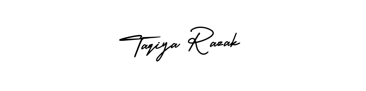 Also You can easily find your signature by using the search form. We will create Taqiya Razak name handwritten signature images for you free of cost using AmerikaSignatureDemo-Regular sign style. Taqiya Razak signature style 3 images and pictures png