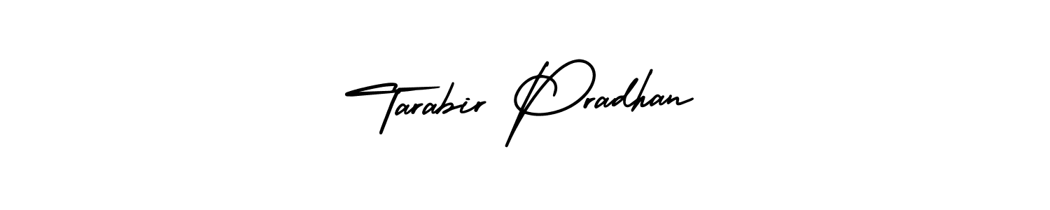The best way (AmerikaSignatureDemo-Regular) to make a short signature is to pick only two or three words in your name. The name Tarabir Pradhan include a total of six letters. For converting this name. Tarabir Pradhan signature style 3 images and pictures png