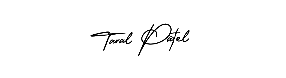 The best way (AmerikaSignatureDemo-Regular) to make a short signature is to pick only two or three words in your name. The name Taral Patel include a total of six letters. For converting this name. Taral Patel signature style 3 images and pictures png