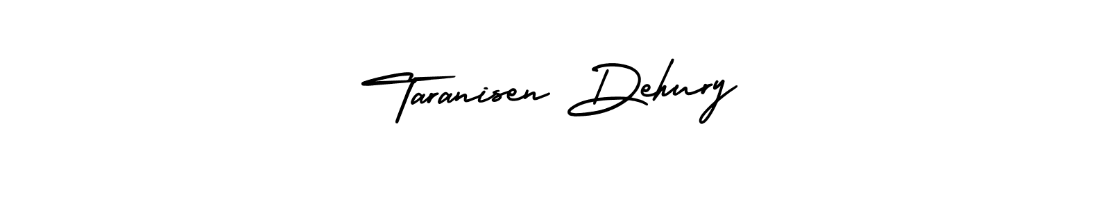 The best way (AmerikaSignatureDemo-Regular) to make a short signature is to pick only two or three words in your name. The name Taranisen Dehury include a total of six letters. For converting this name. Taranisen Dehury signature style 3 images and pictures png