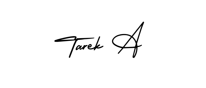 You should practise on your own different ways (AmerikaSignatureDemo-Regular) to write your name (Tarek A) in signature. don't let someone else do it for you. Tarek A signature style 3 images and pictures png