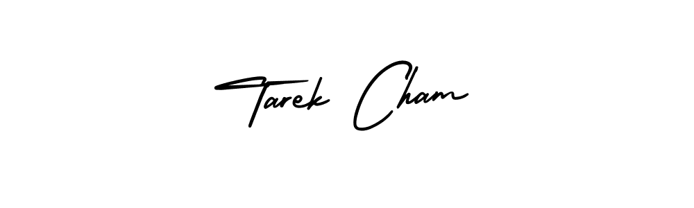 Use a signature maker to create a handwritten signature online. With this signature software, you can design (AmerikaSignatureDemo-Regular) your own signature for name Tarek Cham. Tarek Cham signature style 3 images and pictures png