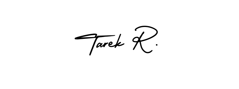 The best way (AmerikaSignatureDemo-Regular) to make a short signature is to pick only two or three words in your name. The name Tarek R. include a total of six letters. For converting this name. Tarek R. signature style 3 images and pictures png