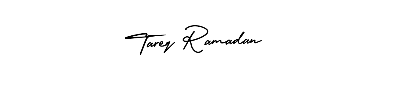 You should practise on your own different ways (AmerikaSignatureDemo-Regular) to write your name (Tareq Ramadan) in signature. don't let someone else do it for you. Tareq Ramadan signature style 3 images and pictures png