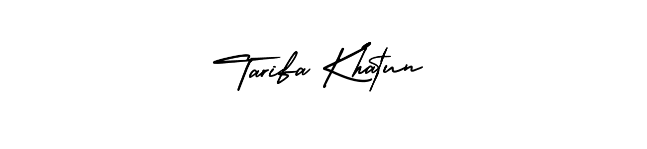 The best way (AmerikaSignatureDemo-Regular) to make a short signature is to pick only two or three words in your name. The name Tarifa Khatun include a total of six letters. For converting this name. Tarifa Khatun signature style 3 images and pictures png