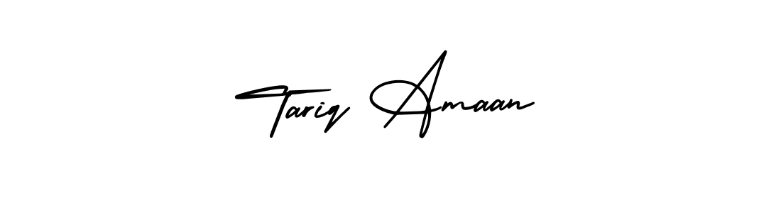 This is the best signature style for the Tariq Amaan name. Also you like these signature font (AmerikaSignatureDemo-Regular). Mix name signature. Tariq Amaan signature style 3 images and pictures png