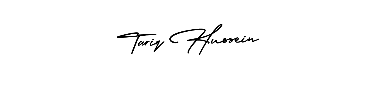 Make a beautiful signature design for name Tariq Hussein. With this signature (AmerikaSignatureDemo-Regular) style, you can create a handwritten signature for free. Tariq Hussein signature style 3 images and pictures png