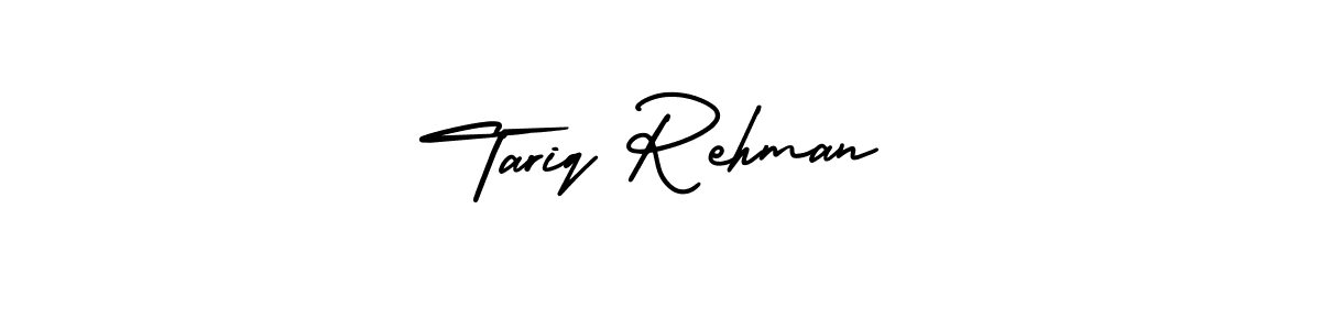 You should practise on your own different ways (AmerikaSignatureDemo-Regular) to write your name (Tariq Rehman) in signature. don't let someone else do it for you. Tariq Rehman signature style 3 images and pictures png