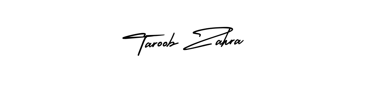 The best way (AmerikaSignatureDemo-Regular) to make a short signature is to pick only two or three words in your name. The name Taroob Zahra include a total of six letters. For converting this name. Taroob Zahra signature style 3 images and pictures png