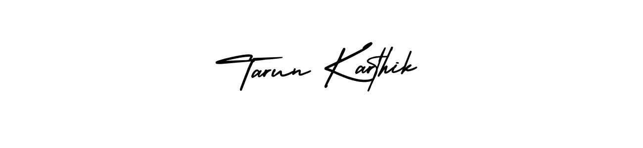 You should practise on your own different ways (AmerikaSignatureDemo-Regular) to write your name (Tarun Karthik) in signature. don't let someone else do it for you. Tarun Karthik signature style 3 images and pictures png