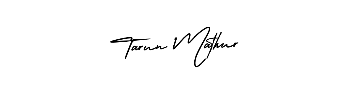 The best way (AmerikaSignatureDemo-Regular) to make a short signature is to pick only two or three words in your name. The name Tarun Mathur include a total of six letters. For converting this name. Tarun Mathur signature style 3 images and pictures png